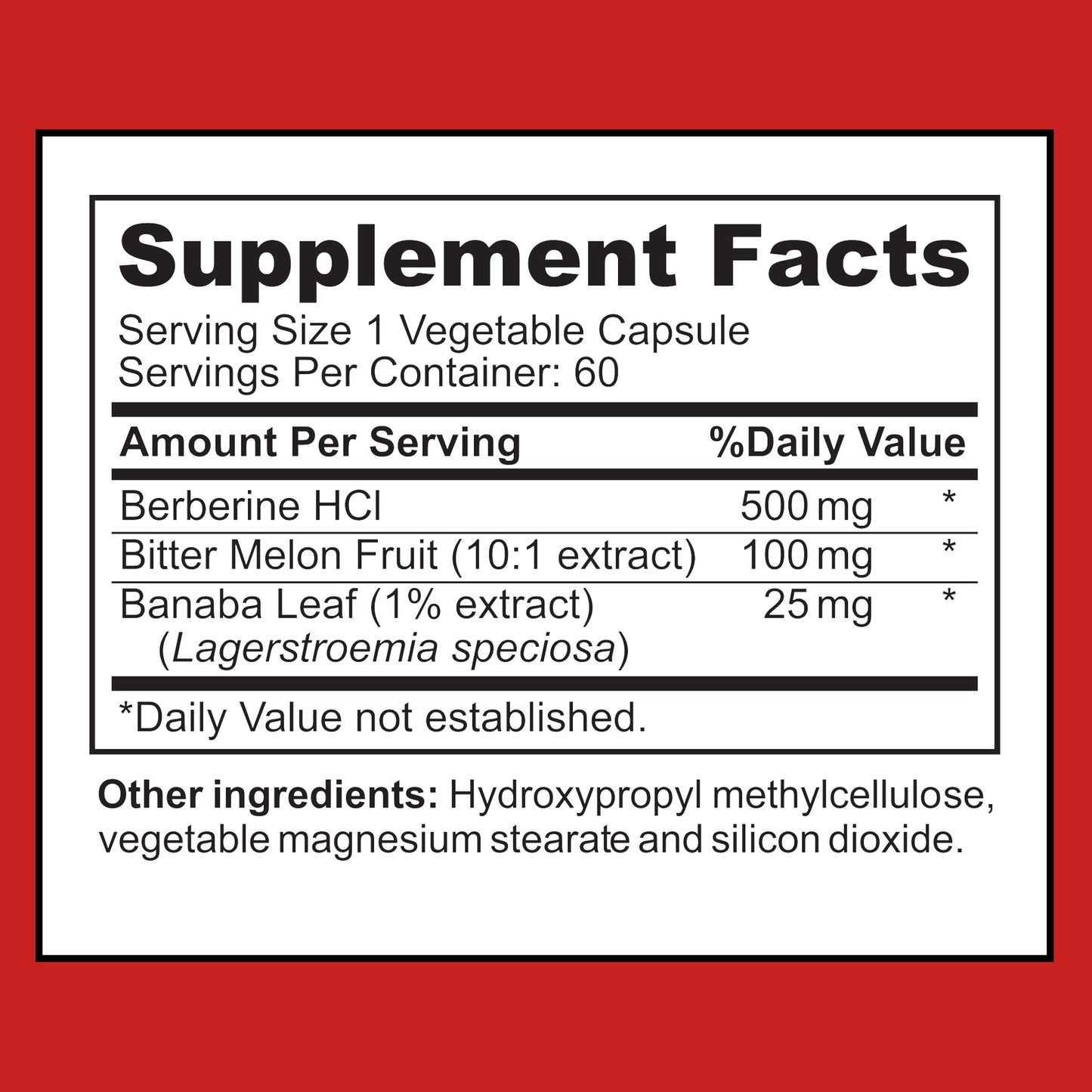 Rejuvences Berberine 500 mg Capsules with Bitter Melon and Banaba Leaf for Heart Health, Weight Management, and Immune Support (60 Capsules)