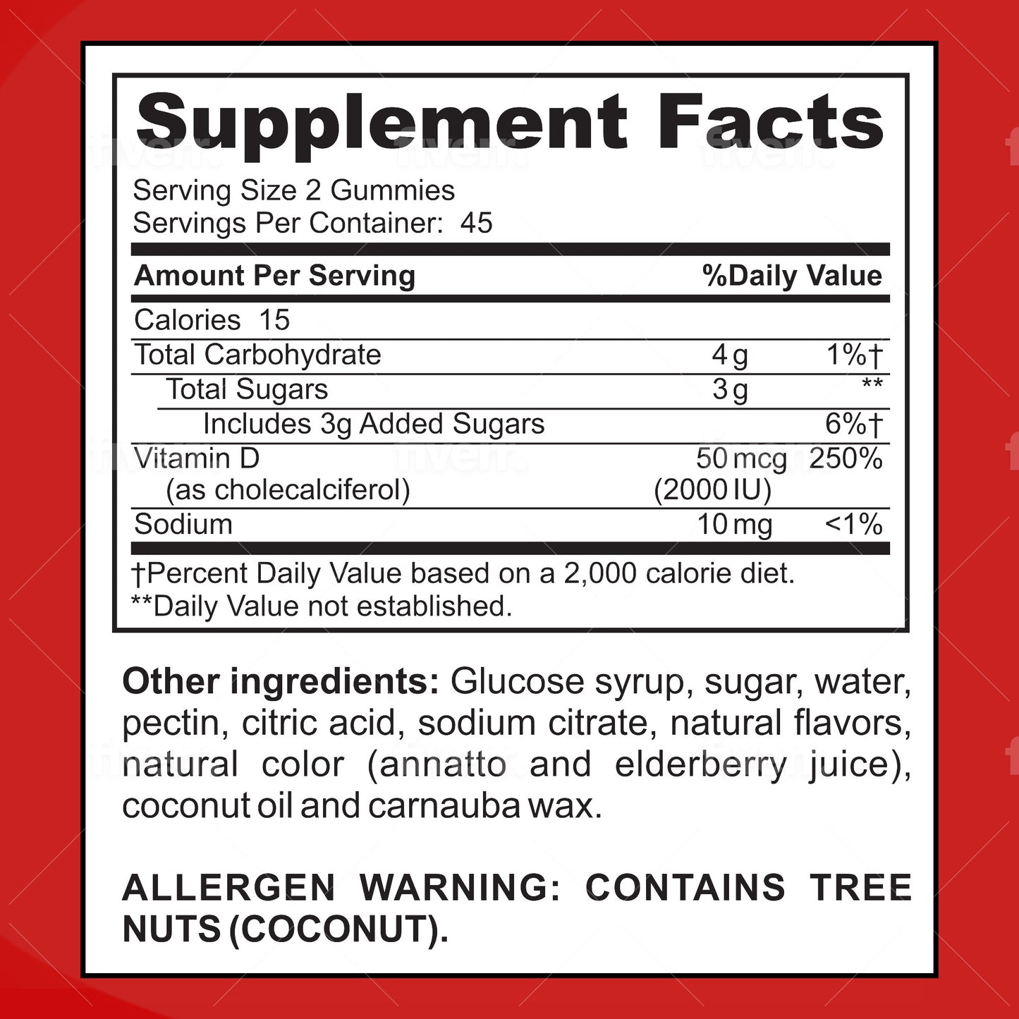 Rejuvences Vitamin D3 Gummies 1000 IU