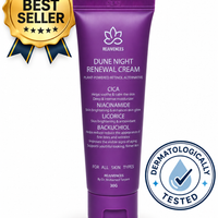 Rejuvences Dune Night Renewal Cream – 3% Bakuchiol & 5% Niacinamide for Anti-Aging & Hyperpigmentation – Korean Dermatologist-Tested, Derma-Safe, Non-Irritant Night Cream with Licorice & Panthenol, 30g