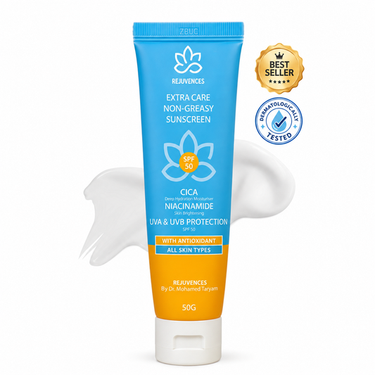 Rejuvences Sunscreen SPF 50 – Non-Greasy, Broad Spectrum UVA/UVB Protection